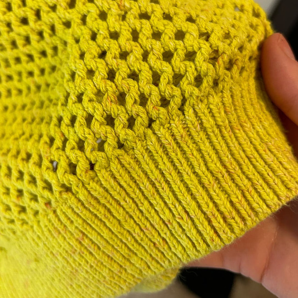 Pilcro Womens Open-Stitch Crewneck Jumper Sweater Pullover Yellow Size XL - Picture 7 of 8